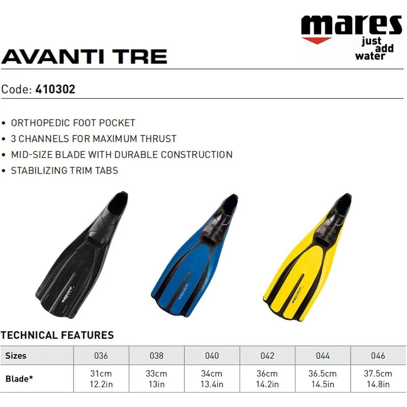 Mares Unisex Adults Avanti TRE Diving Fins for Snorkelling