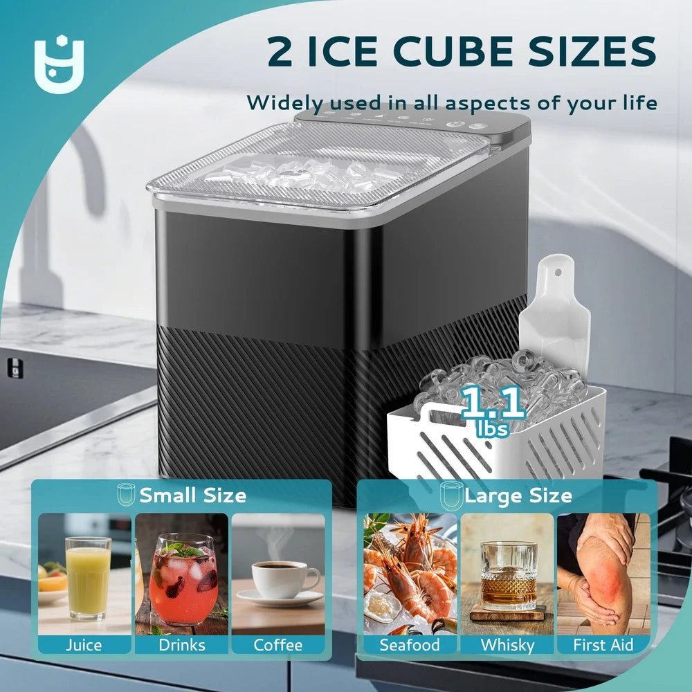 XMSJ Portable Ice Maker Machine with Self Cleaning Feature