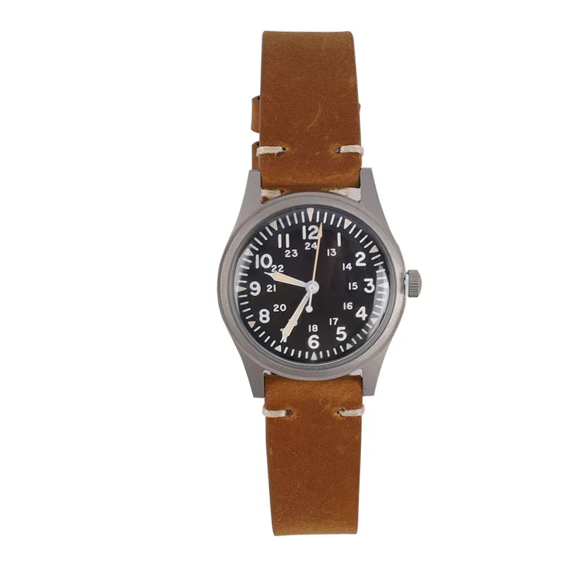 RDUNAE G10 34.5mm Retro Military Watch 316L Stainless Steel K1 Mineral Glass Luminous Personality Sports Quartz Men Pilot Watch