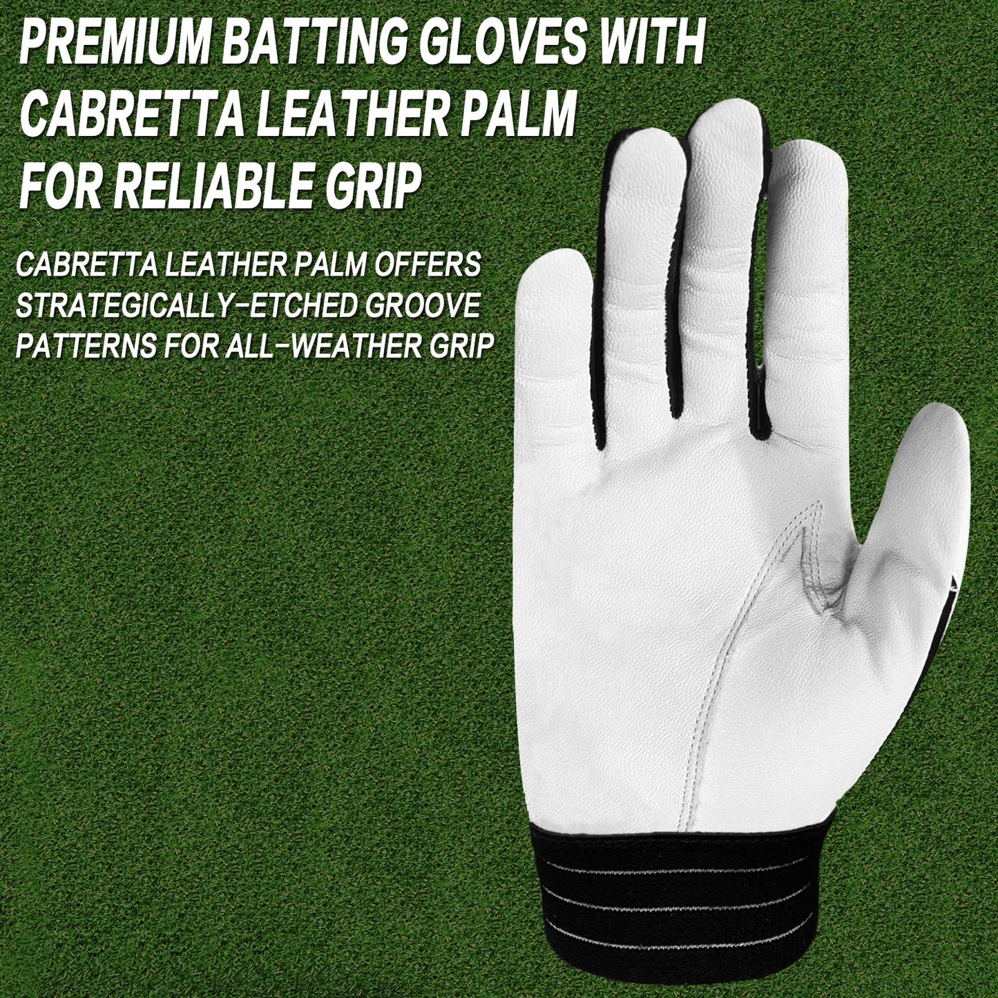Batting Gloves Men Adult for Baseball Softball Cabretta Leather