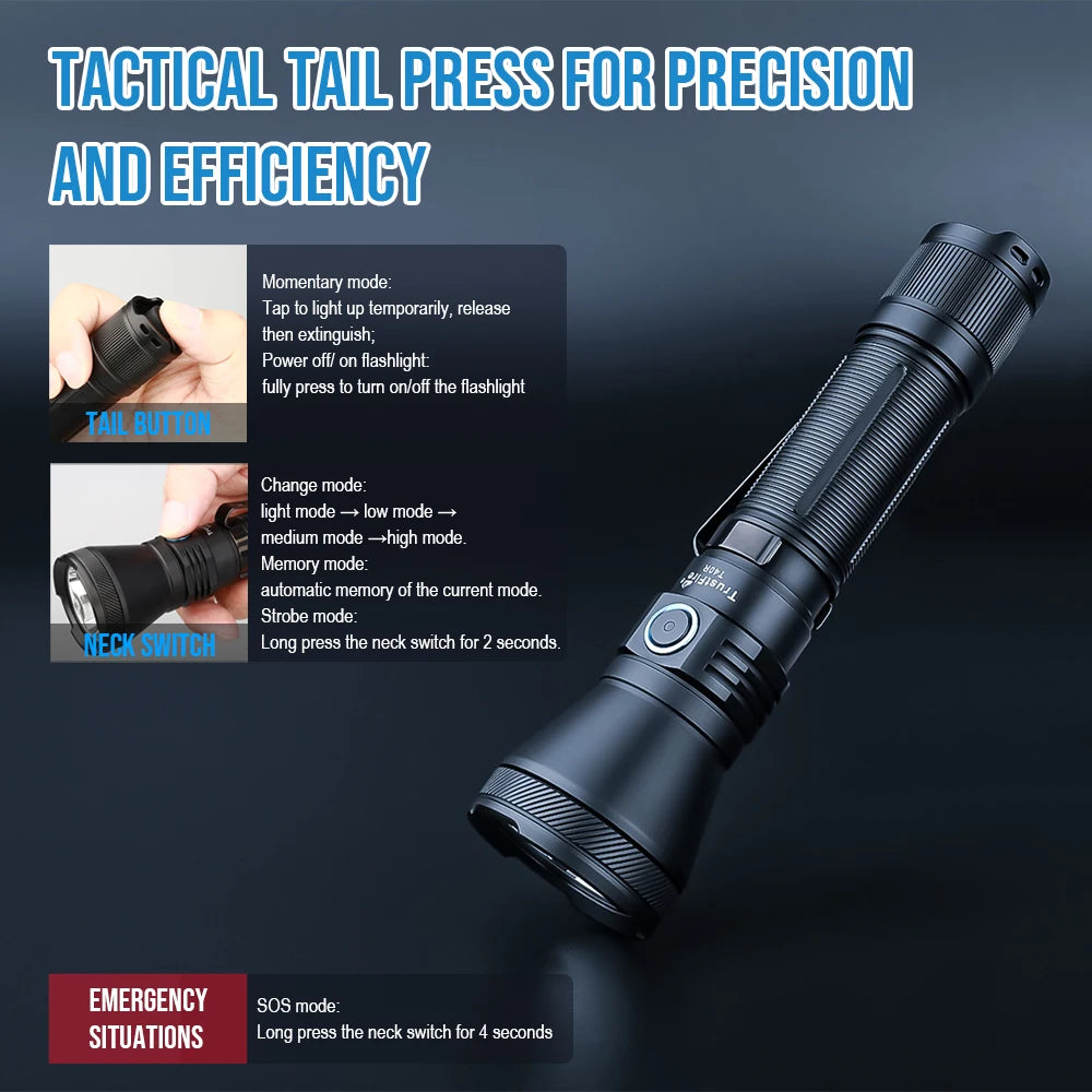 Trustfire T40R Tactical Led Flashlight 1800 Lumen Rechargeable