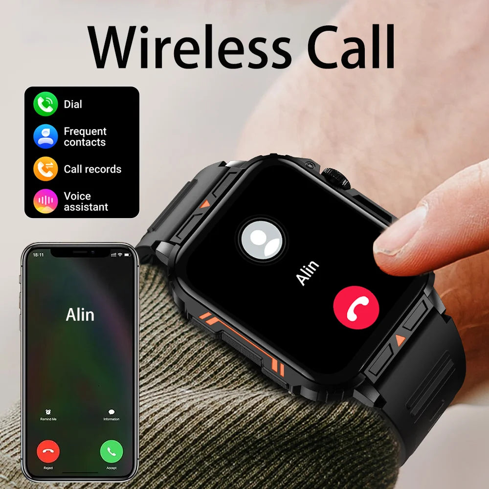 Military Smart Watch with Bluetooth Call and Heart Rate Monitor