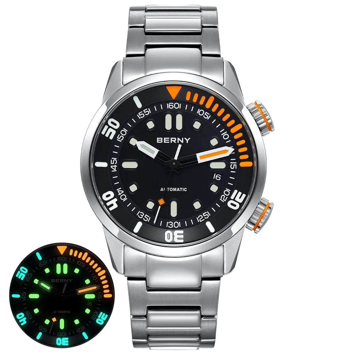 BERNY Automatic Dive Watch for Men 20ATM Sapphire Design