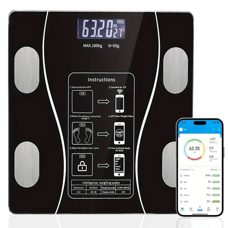 Smart Body Fat Scale Wireless LED Digital Bathroom Weight Scale