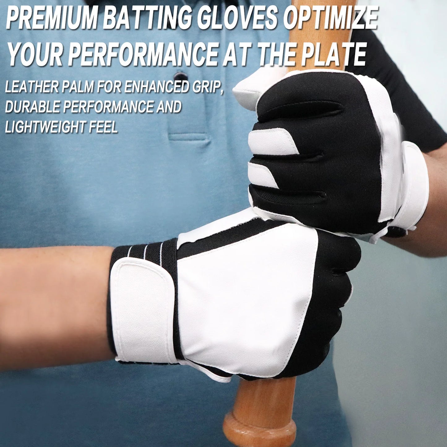 Batting Gloves Men Adult for Baseball Softball Cabretta Leather