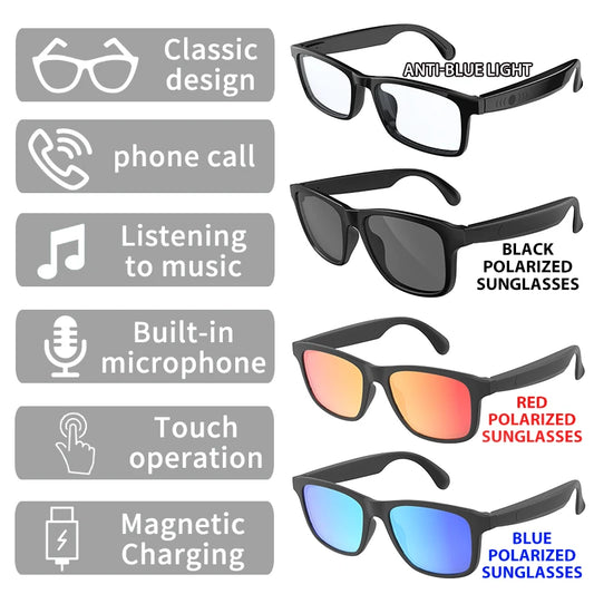 Smart Wireless Bluetooth Glasses for Music and Hands-Free Calls