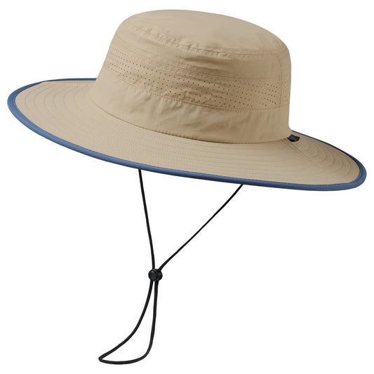 UPF 50+ Foldable Birm Water-Resistant Sun Bucket Hat with Laser Perforated Mesh Adjustable for Men Women Outdoor