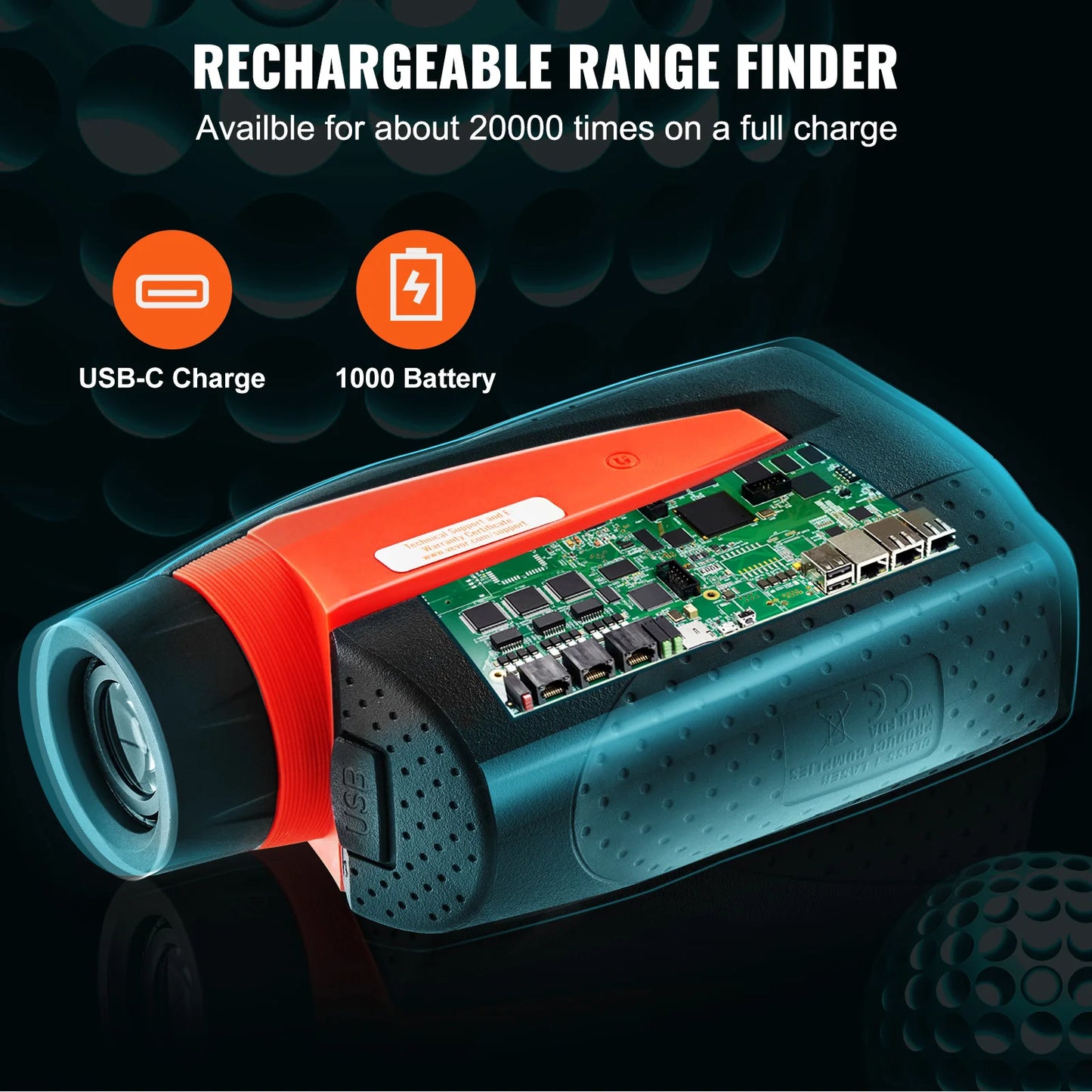 Laser Rangefinder for Golf/Hunting with 6X Magnification and Slope Adjust, 1300 yds distance by VEVOR