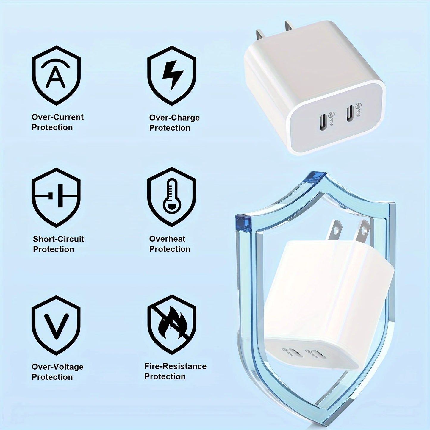 2Pack 40WPD Dual Port Charger Fast Charging With 10FT USB C To C Charging Cable For IPhone 15 Pro Max 15Pro 15 15Plus IPad Pro