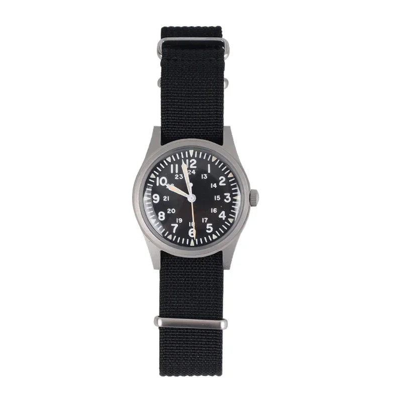 RDUNAE G10 34.5mm Retro Military Watch 316L Stainless Steel K1 Mineral Glass Luminous Personality Sports Quartz Men Pilot Watch
