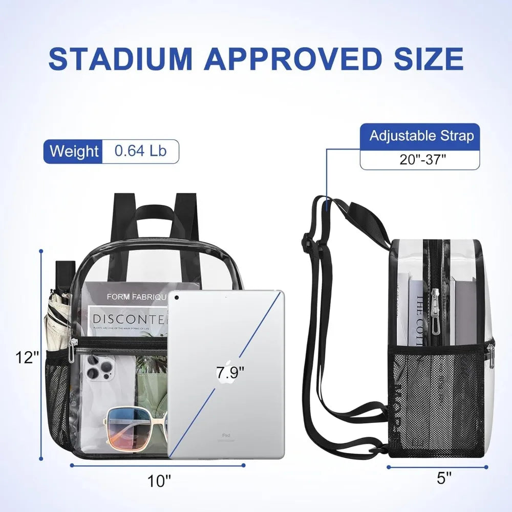 Stadium Approved Clear Mini Backpack 12x12x6 for Events