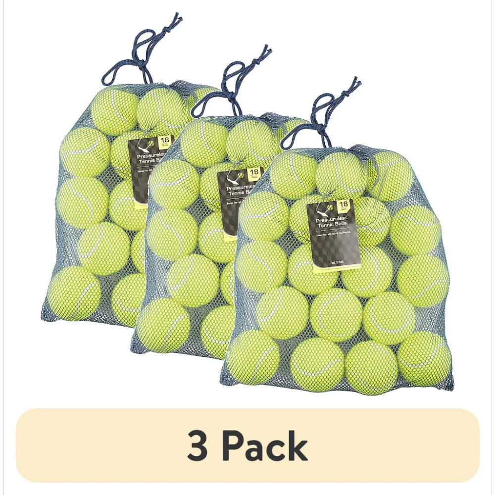(3 Packs) Tennis Balls 18 Balls with Drawstring Mesh Bag Suitable for All Court Surfaces