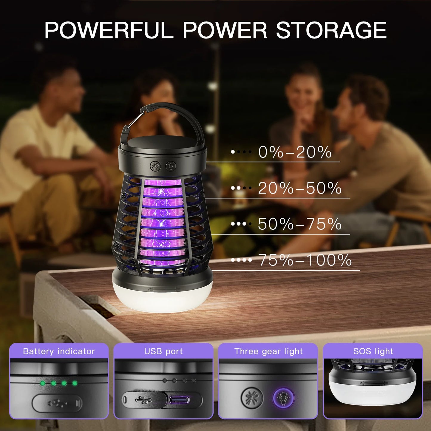 Portable Bug Zapper Rechargeable Wireless Mosquito Killer