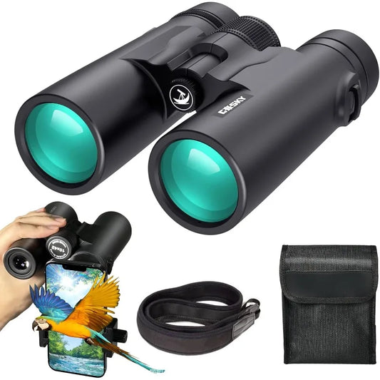 Gosky 10x42 Roof Prism Binoculars for Adults HD Professional BAK4 FMC Lens with Phone Mount and Carrying Bag