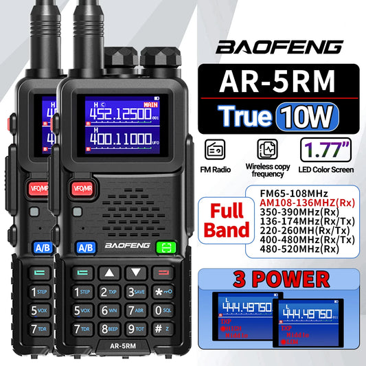 2 Pack Baofeng AR5RM Multi Band Walkie Talkie 10W Ham Radio