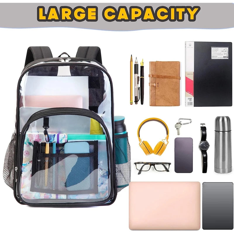 Transparent PVC Backpack Clear School Bag Unisex Large