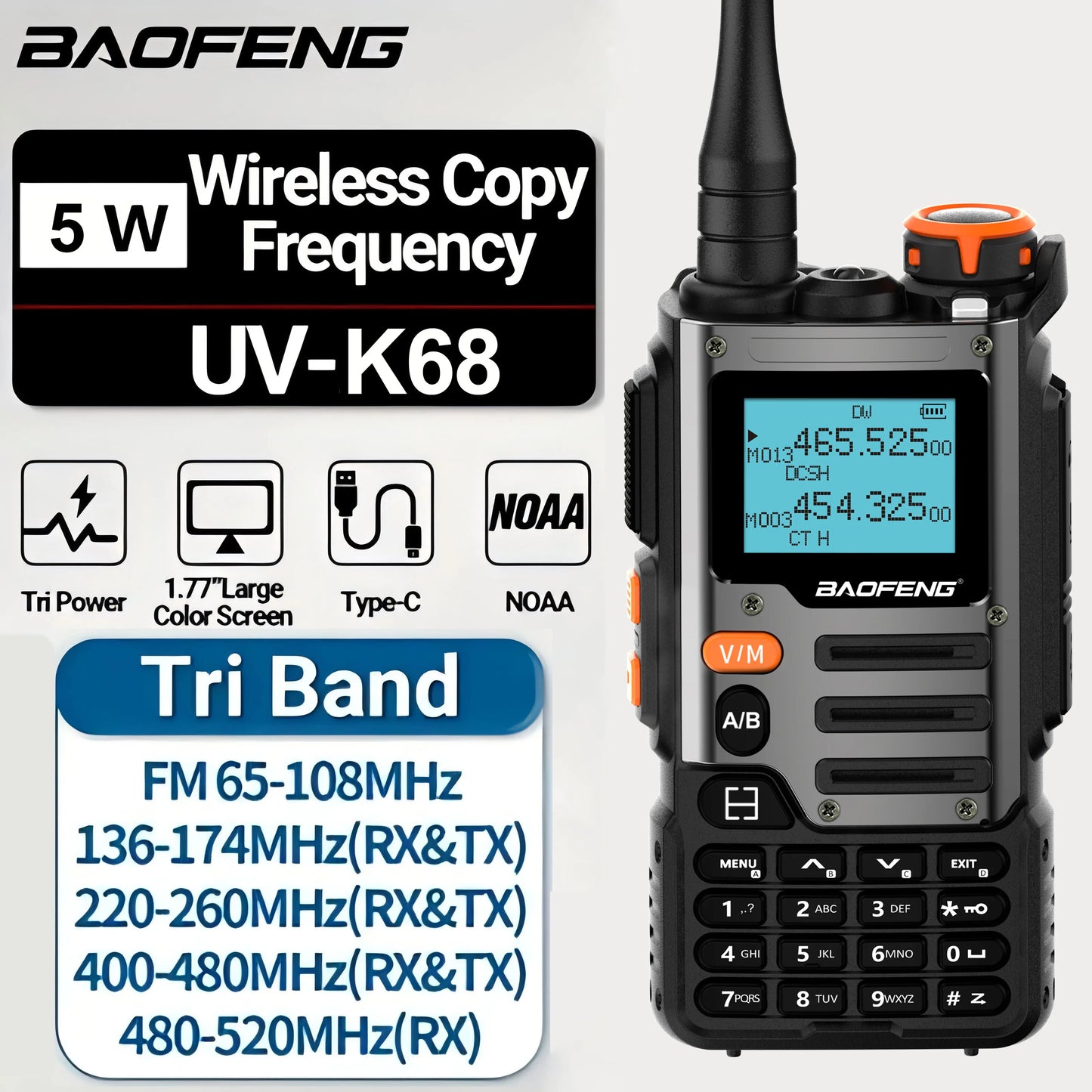 Baofeng UV K68 Walkie Talkie UHF VHF Two Way Radio Pro