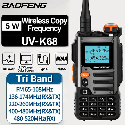 Baofeng UV K68 Walkie Talkie UHF VHF Two Way Radio Pro