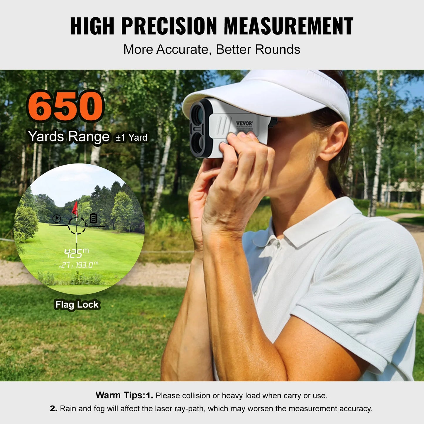 Golf Laser Rangefinder High Precision 6X Magnification for Golf/Hunting VEVOR