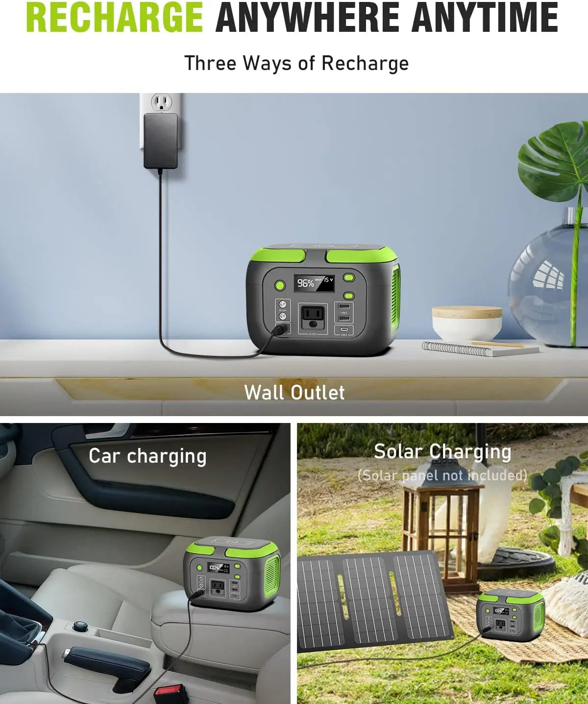 FlashFish Power Station 560W Portable Solar Generator 520Wh