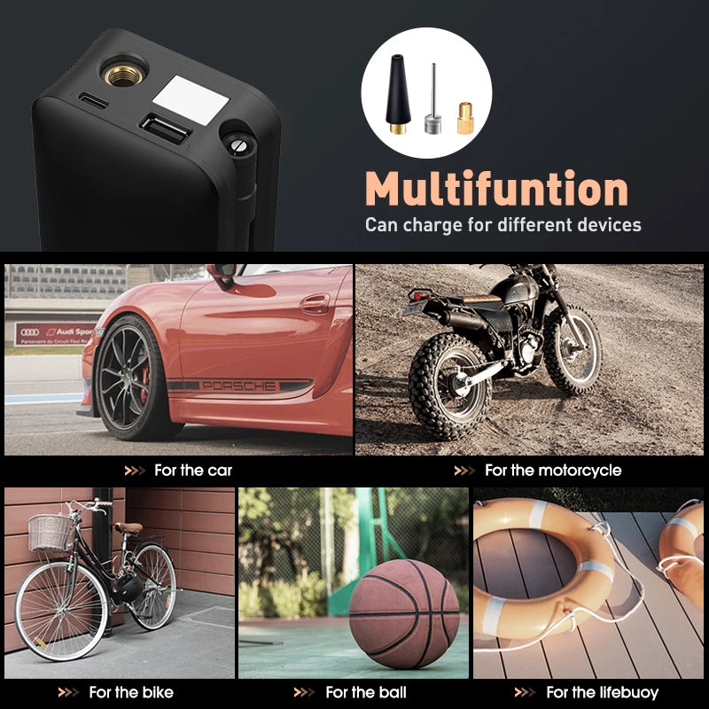 CARSUN Rechargeable Digital Air Pump Tire Inflator For All