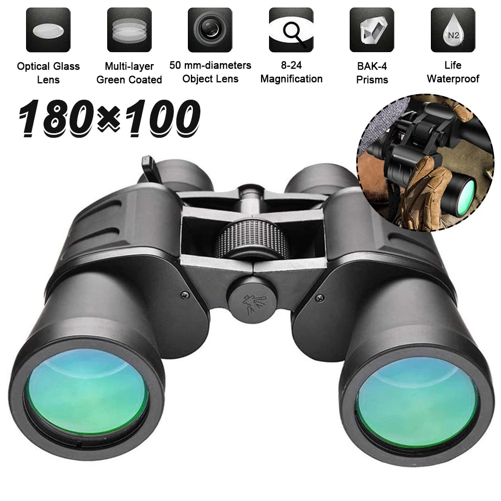 180x100 Zoom Binoculars Big Eyepiece 8x24 Zoom Waterproof for Outdoor Competition Concert Travel Camping