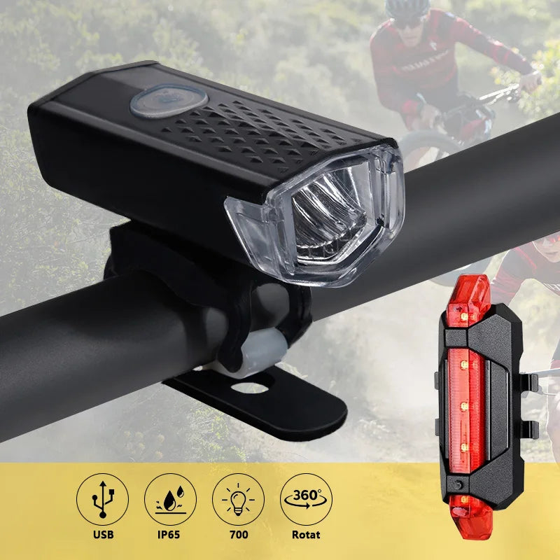 2pcs Bike Bicycle Light USB LED Rechargeable Set Front Back