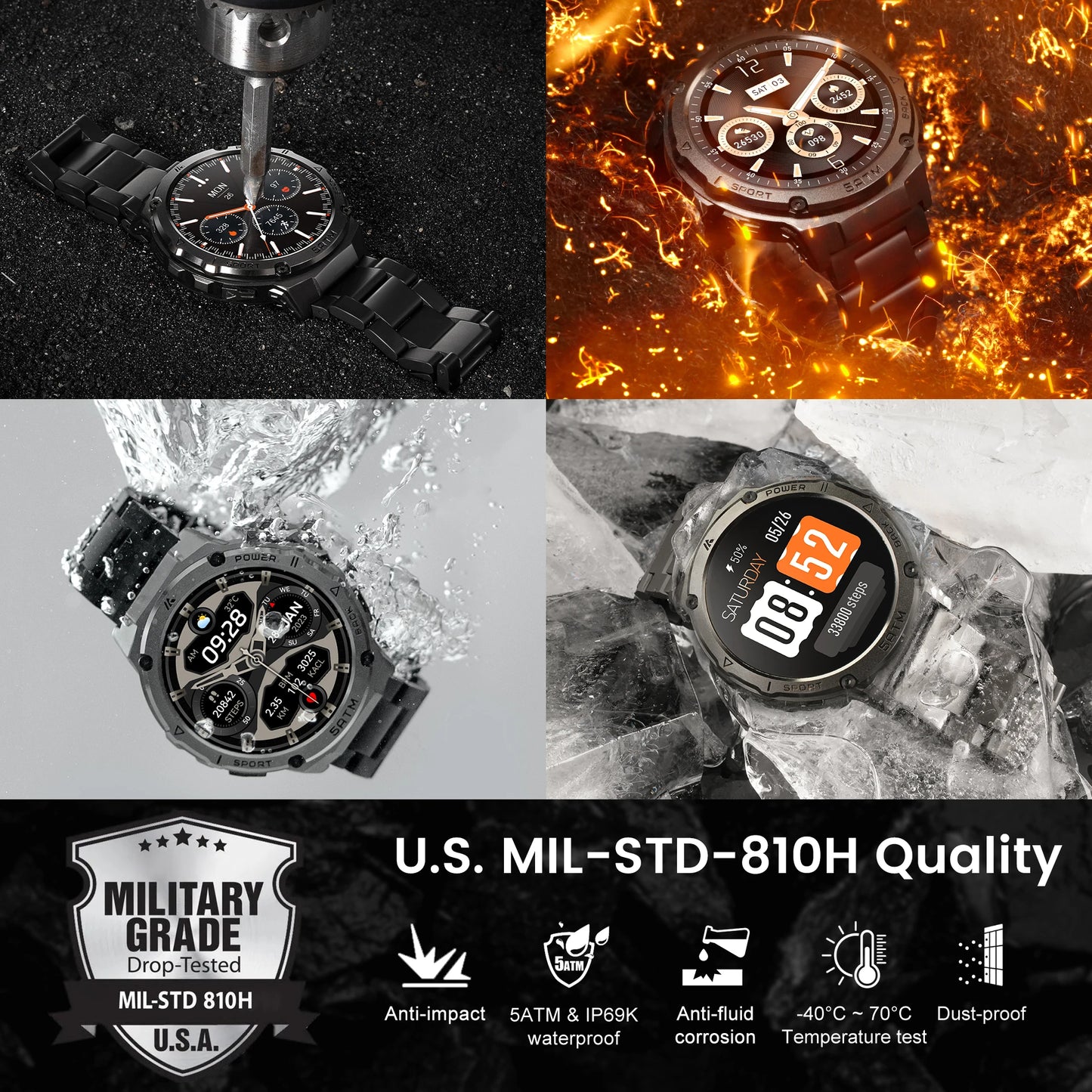HIDAMEL T3E GPS Smart Watch For Men 5ATM Waterproof AMOLED
