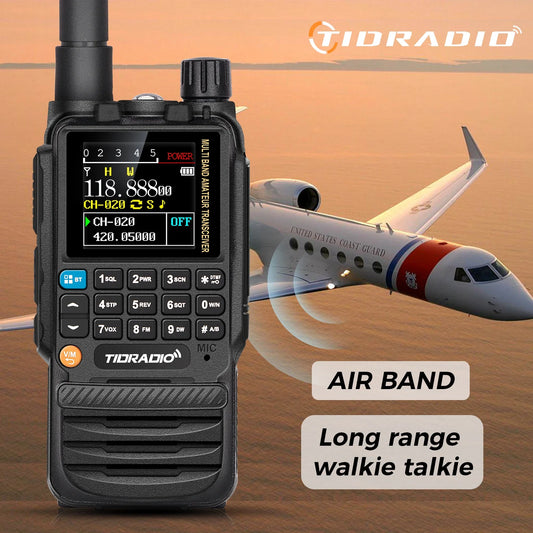 TIDRADIO H3 Walkie Talkie Phone APP Wireless Programming HAM Air Band Long Range Radio USB Type-C Cable Programming and Charge