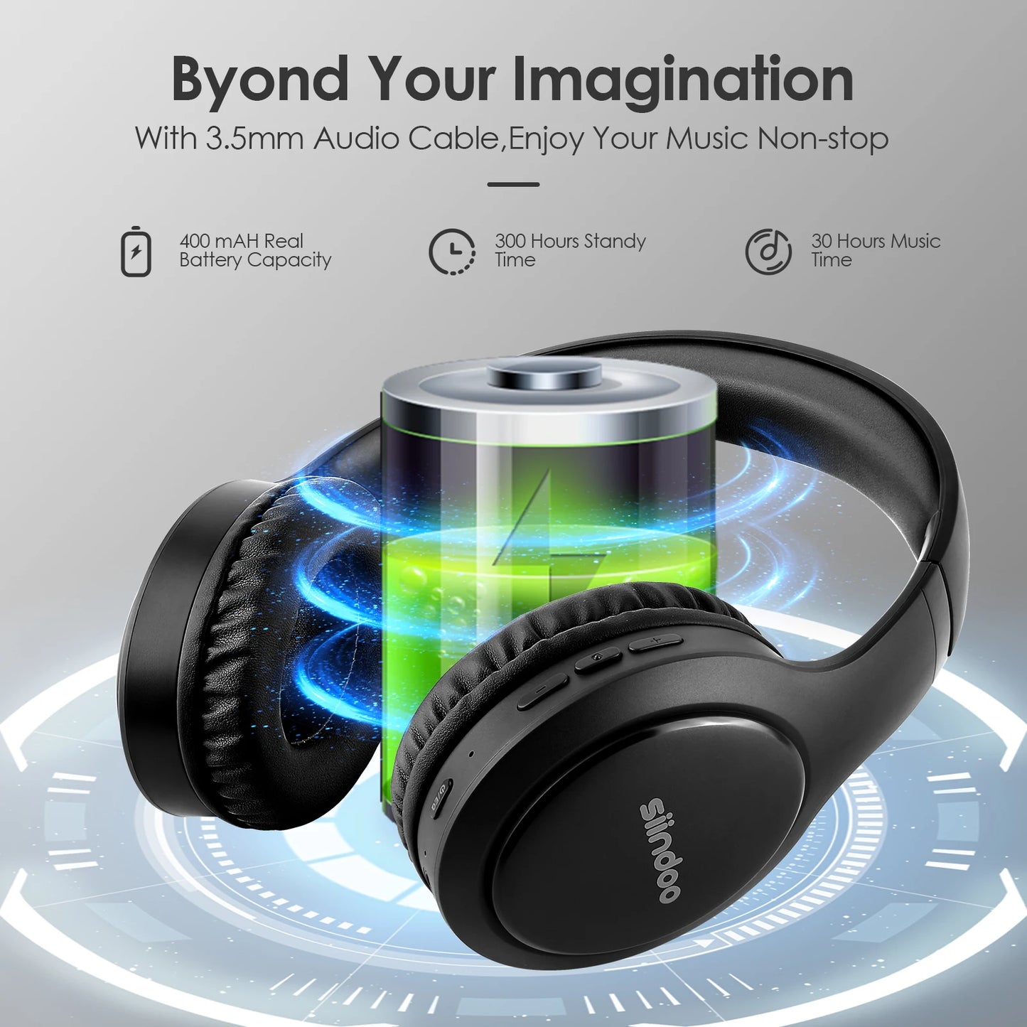 Siindoo Wireless Bluetooth Headphones Foldable Stereo