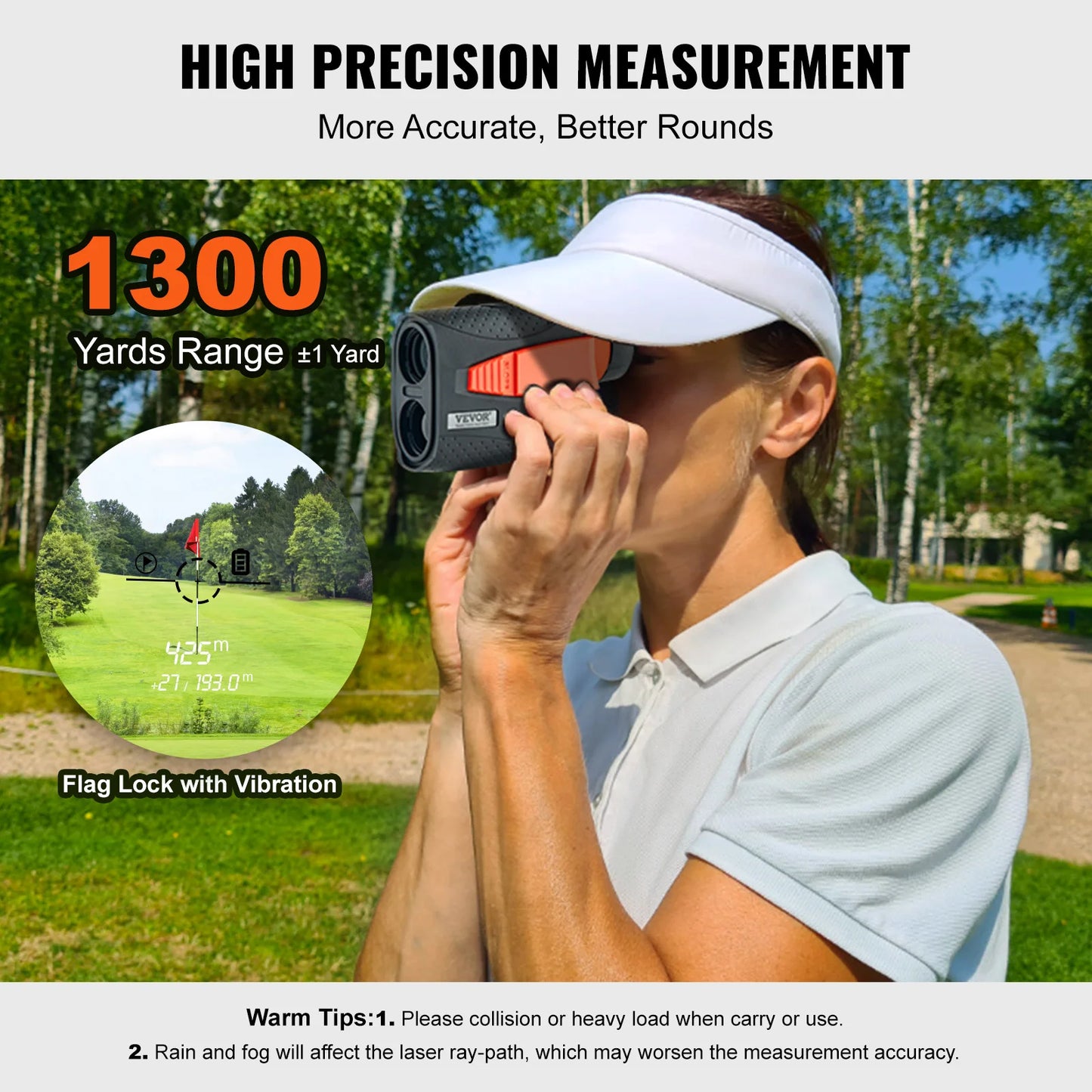 Laser Rangefinder for Golf/Hunting with 6X Magnification and Slope Adjust, 1300 yds distance by VEVOR