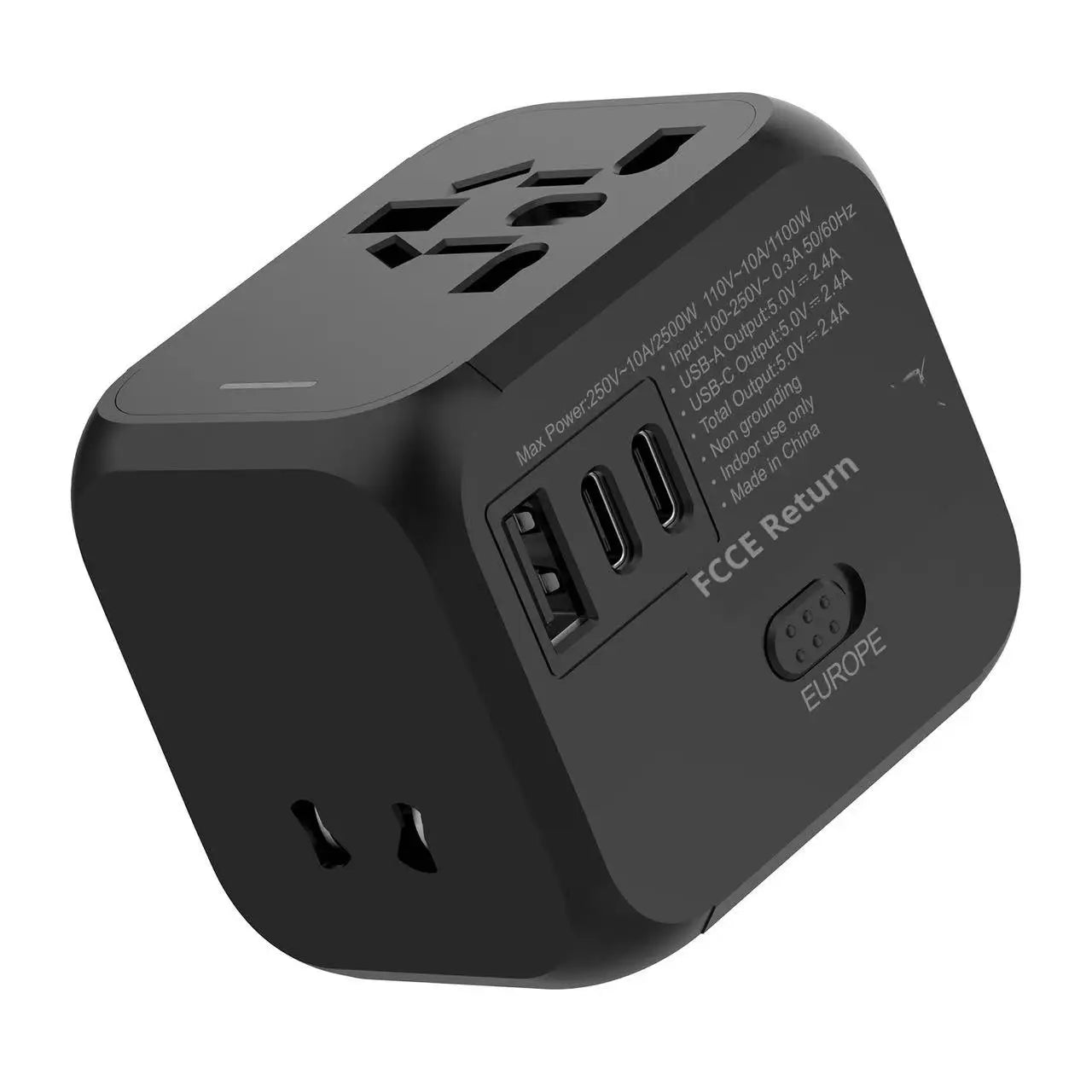 Universal Travel Power Adapter Compact Converter with Multi Plug Outlets for Global Use