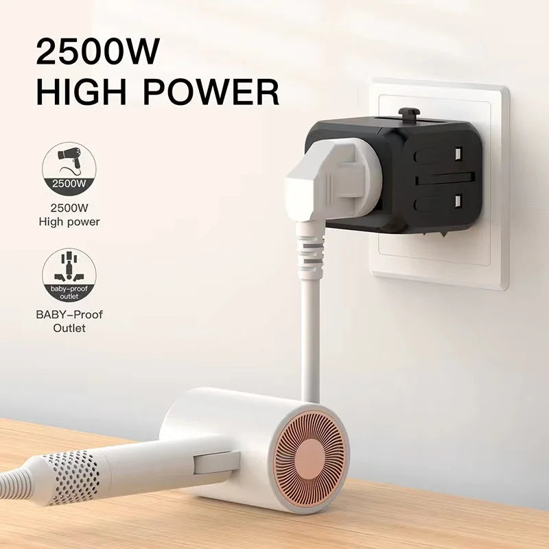 Universal Travel Power Adapter Compact Converter with Multi Plug Outlets for Global Use