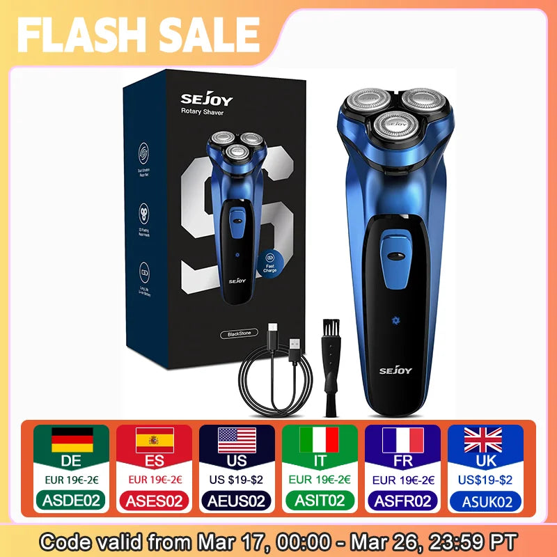 Sejoy USB Electric Shaver For Men Waterproof Razor Pro