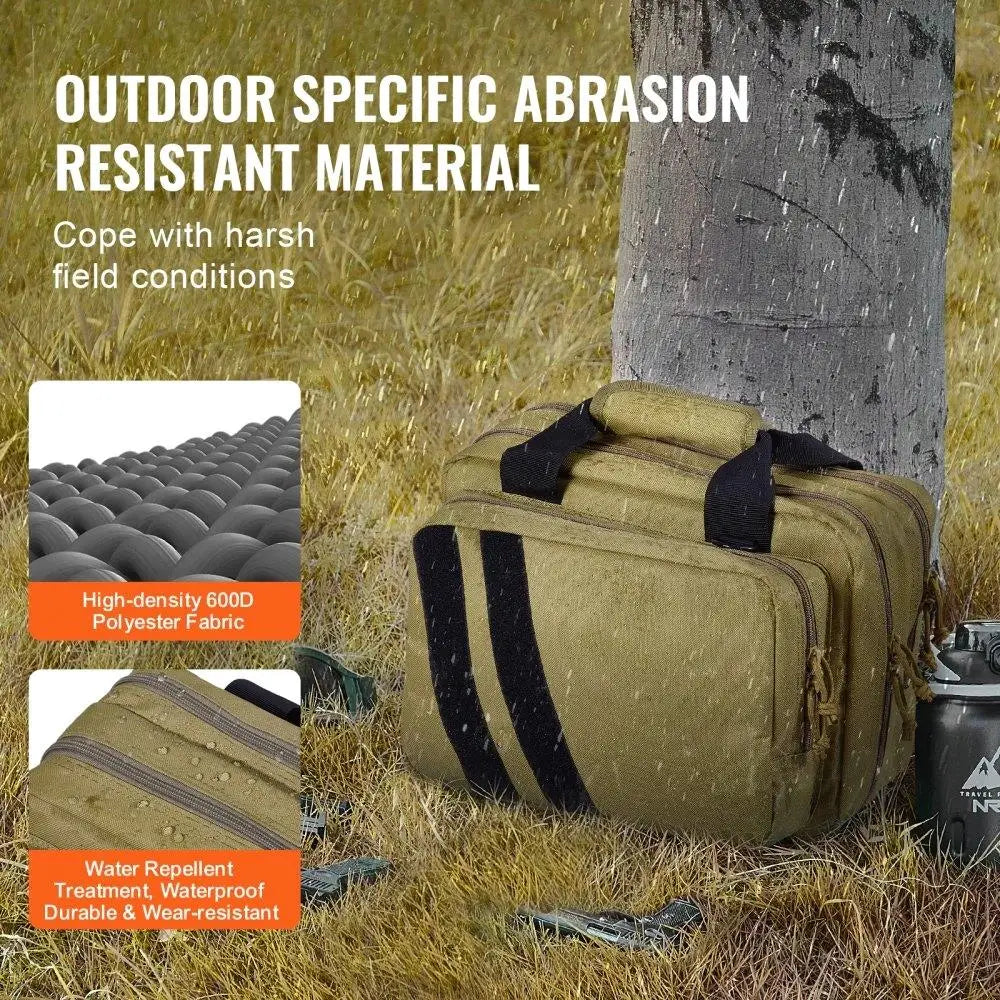 Tactical Bag for 2 Pistol Range Case with Pouches Brown