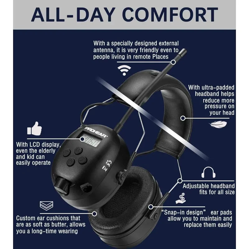Upgraded Bluetooth Hearing Protection Headphones with FM Radio Earmuffs