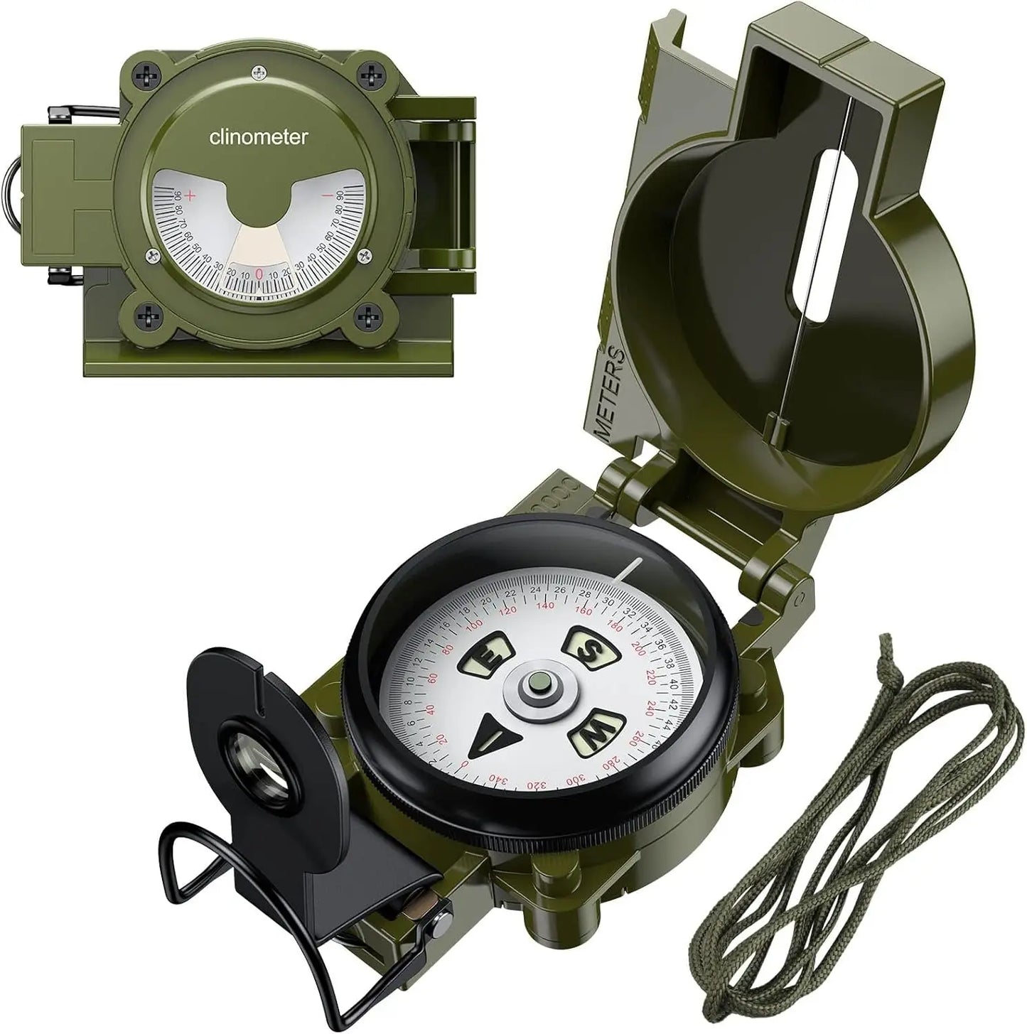 Case Lensatic Compass With Clinometer And 3000 Gauss Waterproof Military