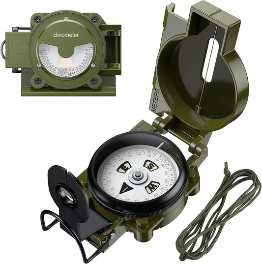 Case Lensatic Compass With Clinometer And 3000 Gauss Waterproof Military
