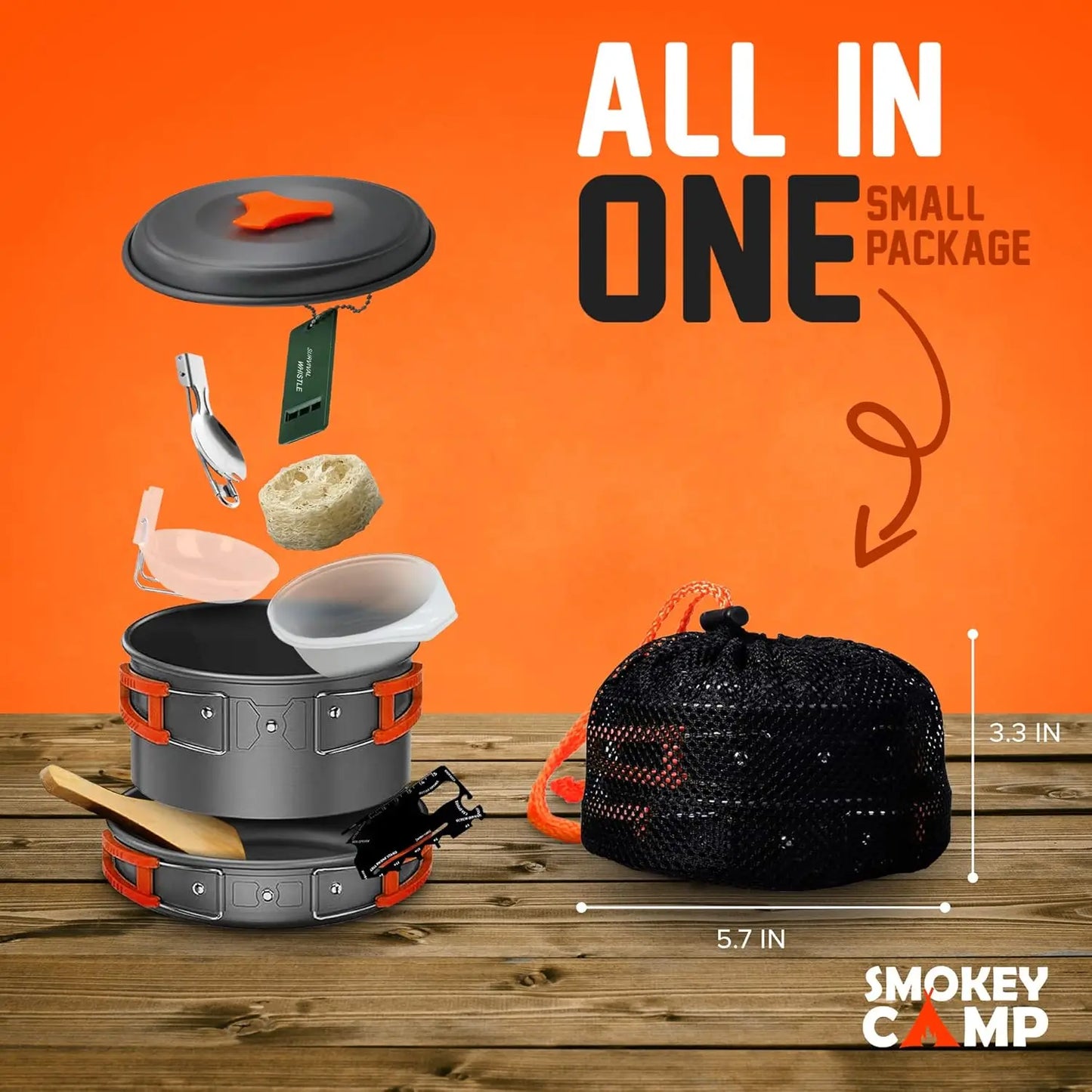 Portab Camping Mess Kit With Stove All In One Nonstick