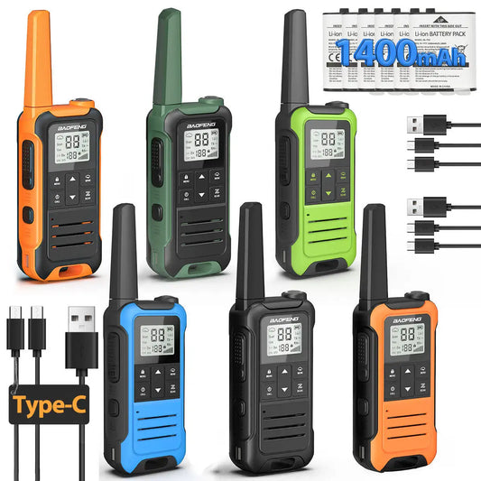 4/6PCS BAOFENG F22 Mini Walkie Talkie FRS Type-C Charger NOAA Long Range Portable Two Way Ham Radio for Kids Camping