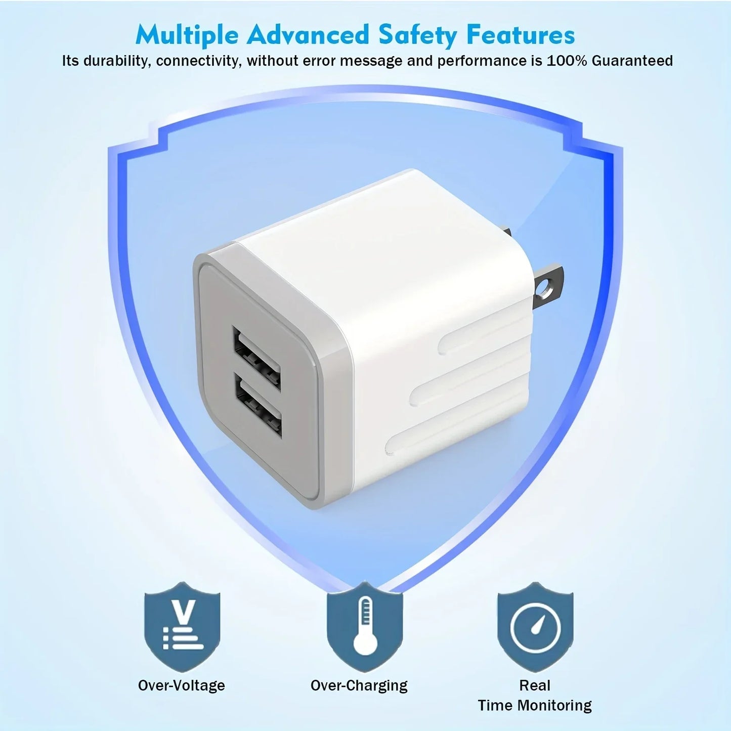 2.1A Dual Port USB Plug Power Adapter Charger Block Cube