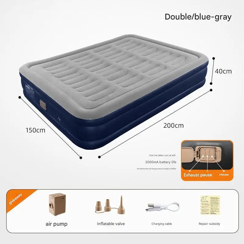Foldable Inflatable Air Mattress With Built-in Pump, Indoor or Camping, Multiple Sizes