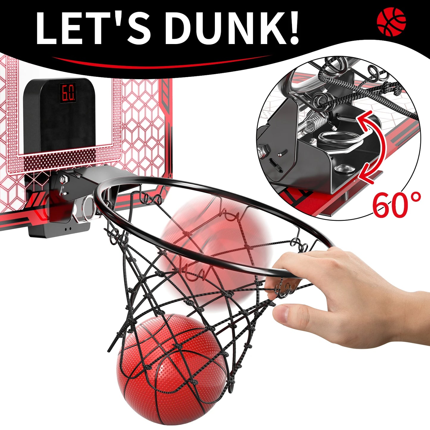 Indoor Outdoor Basketball Hoop With LED Lights For Kids