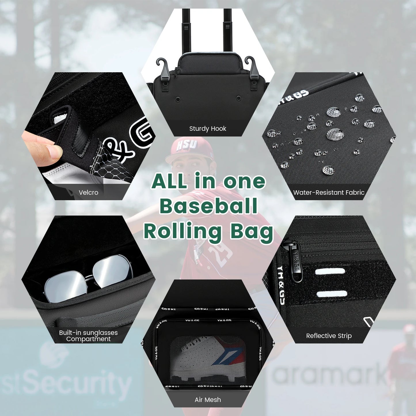 Multifunctional Outdoor Sports Trolley Baseball Bag Large Capacity Multi Compartment Waterproof Youth Softball Bag
