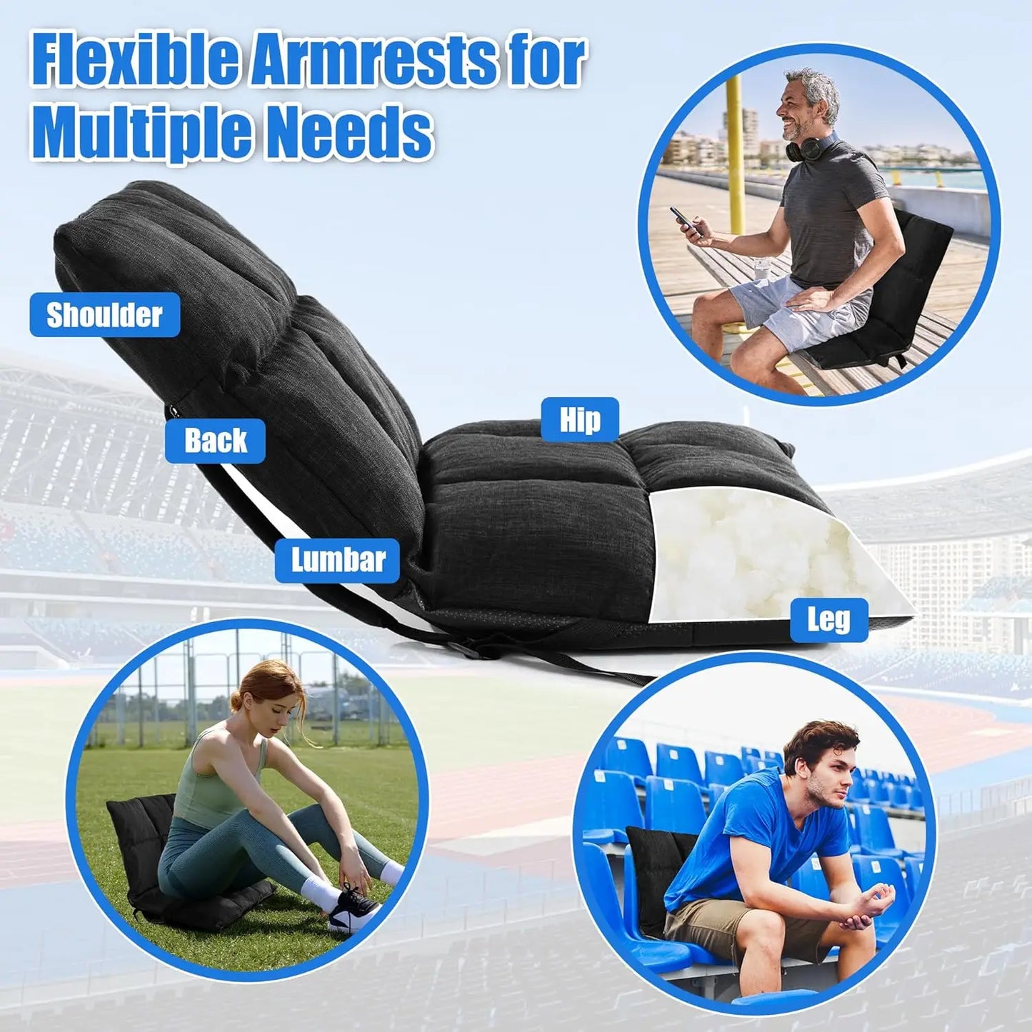 Memory Foam Portable Bleacher Seats With Back Support