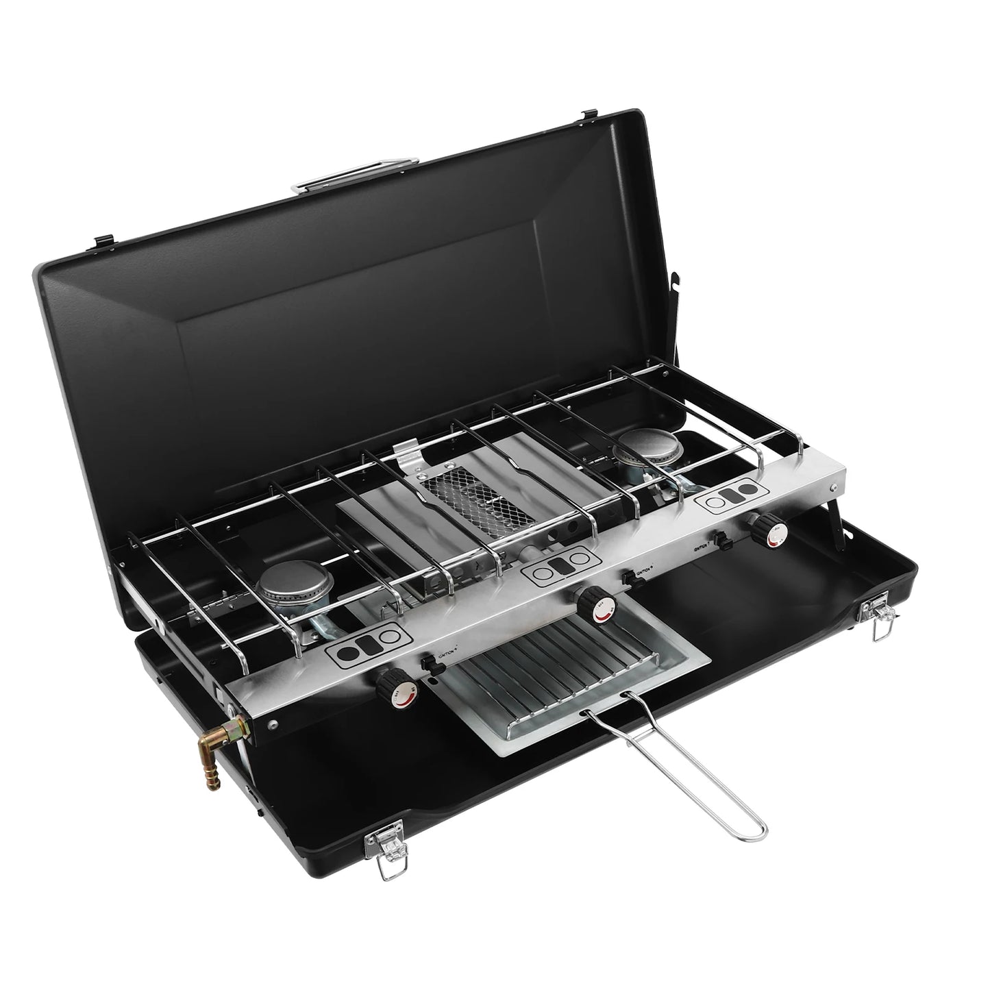 3 Burner Modern Portable Cooking Propane Butane Gas Camping Stove W Grid Tray