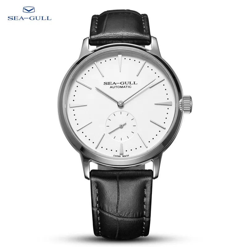Seagull Mechanical Men's Watch with Leather Band and Waterproof Design