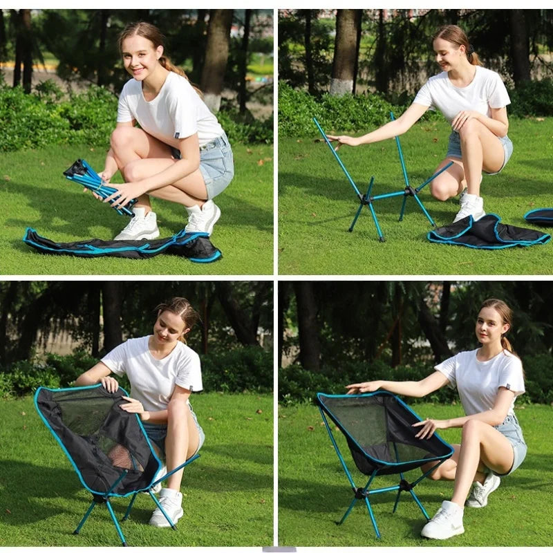 LISM Portable Aluminum Folding Chair With Side Pockets