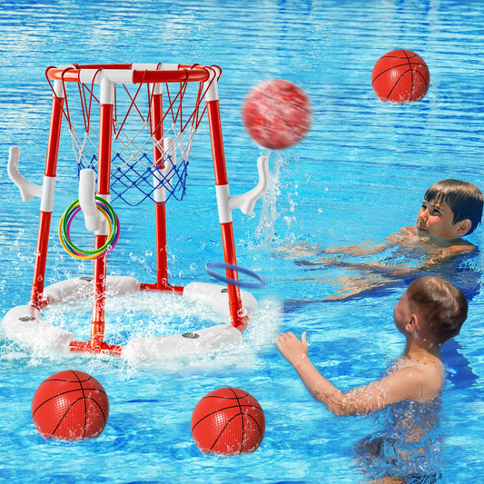 Summer Pool Basketball Hoop Toys Floating Game With 4 Balls