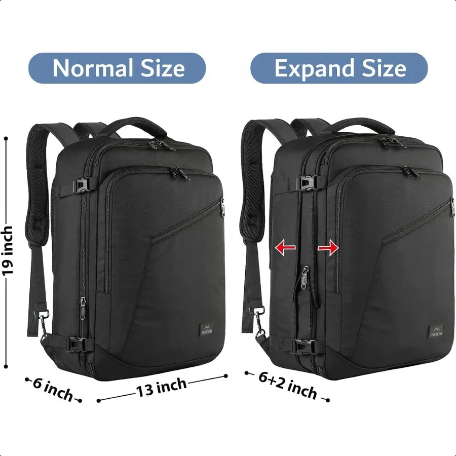 Carry On Backpack Expandable Weekender Bag Water Resistant